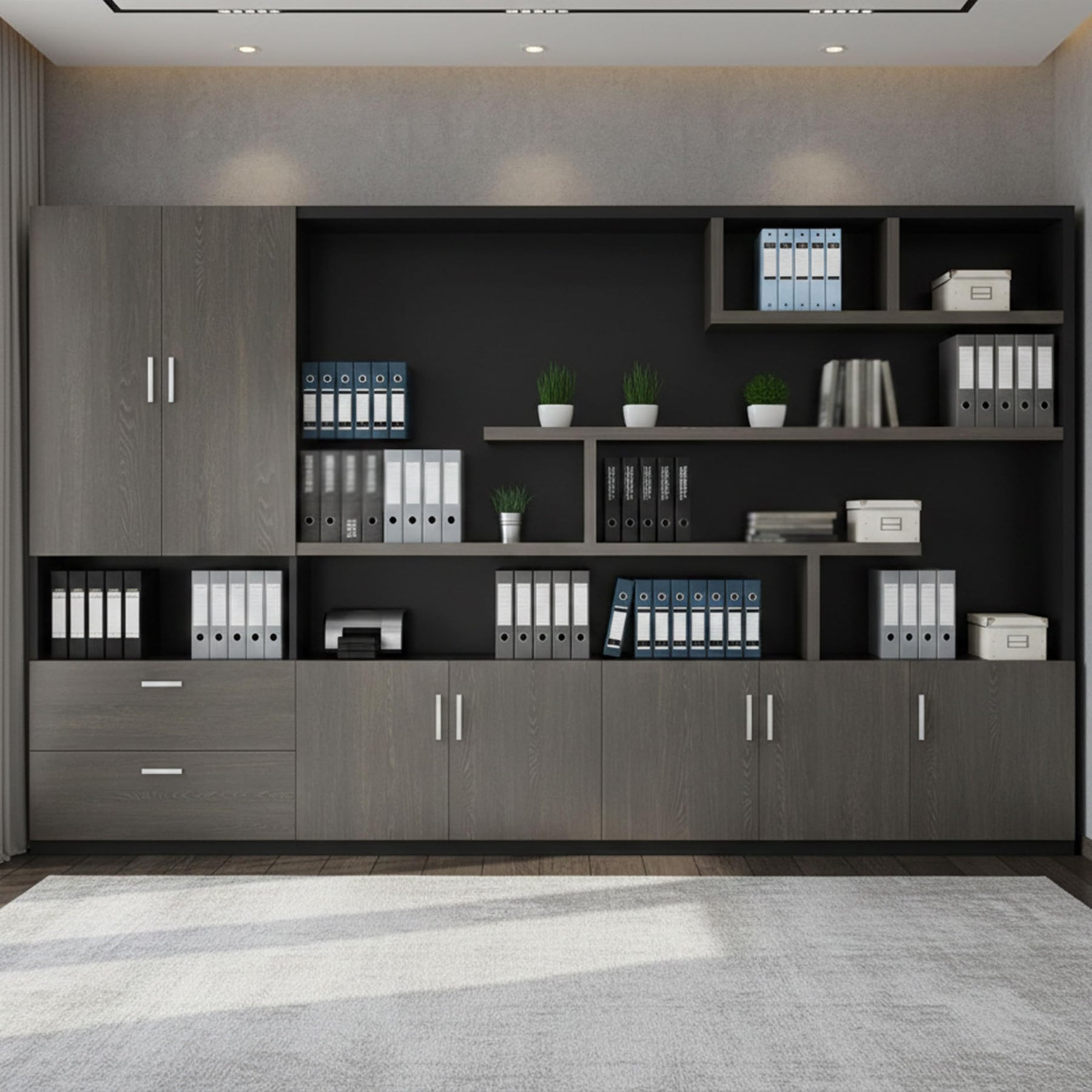 Executive Storage Cabinet & Bookcase Wall Unit