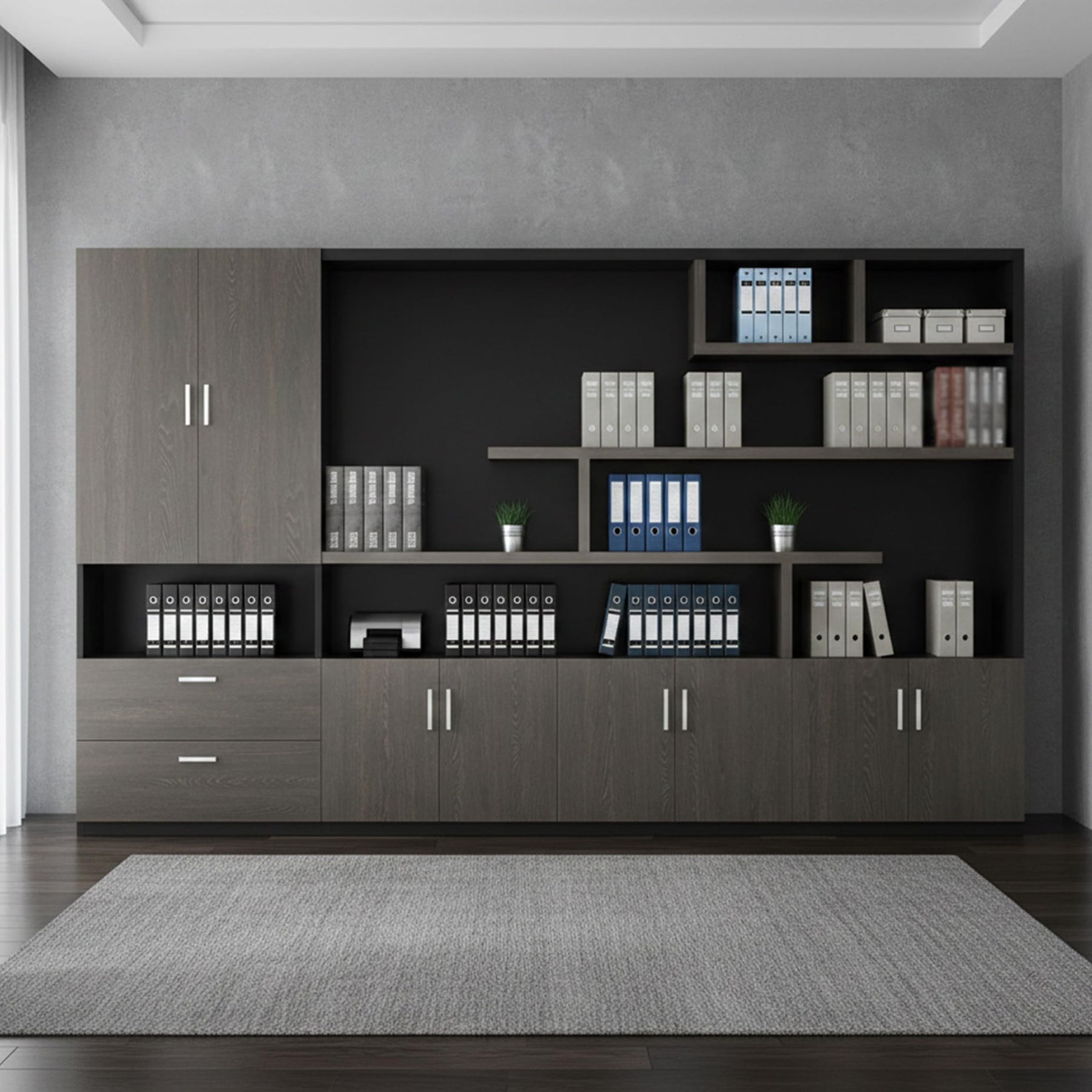 Executive Storage Cabinet & Bookcase Wall Unit