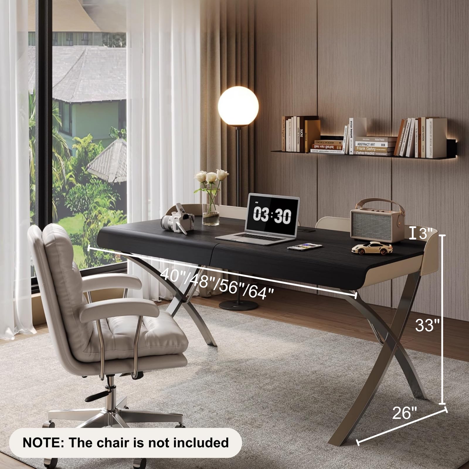 Executive Desk with Cable Management & Steel Legs
