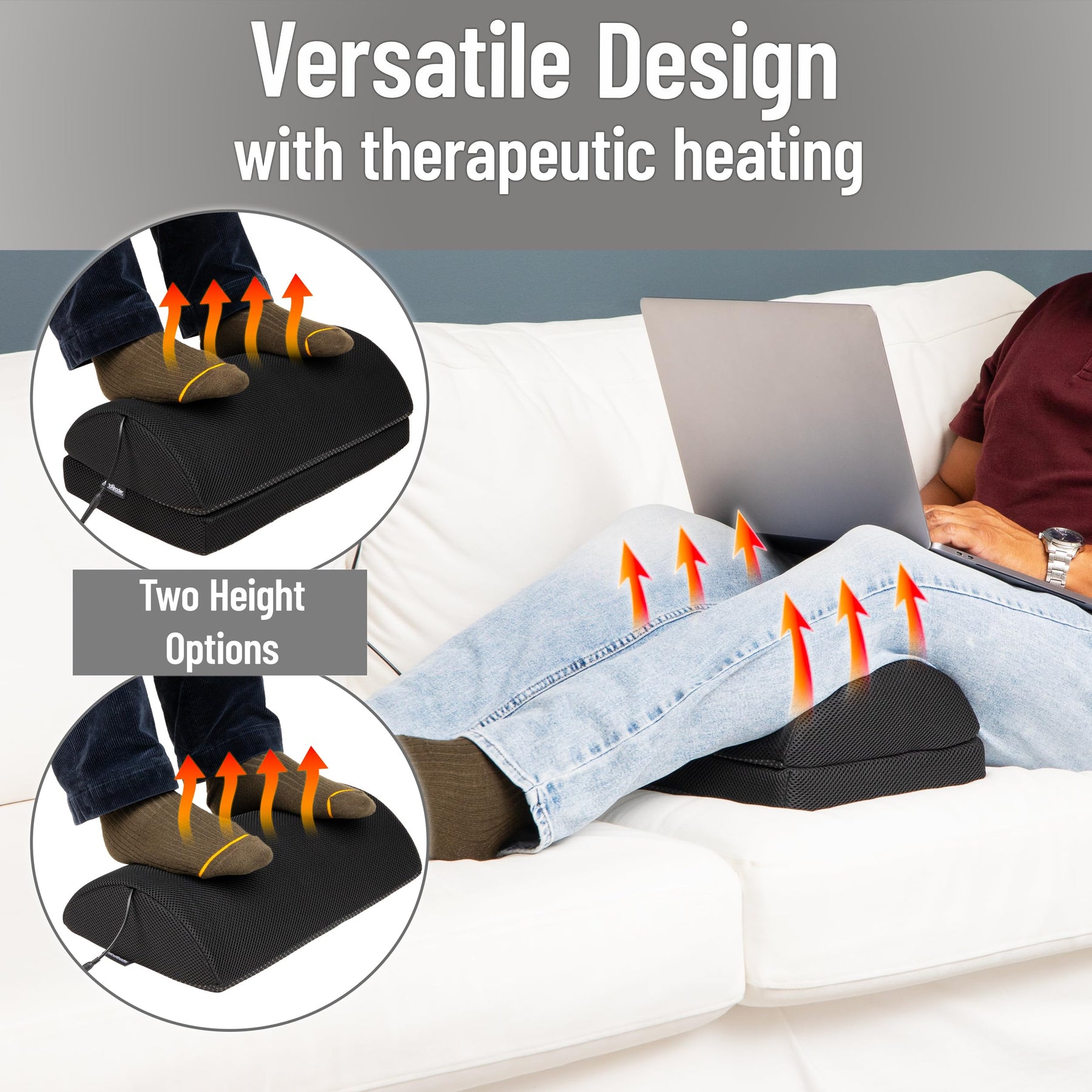 Heated Memory Foam Footrest with Adjustable Height