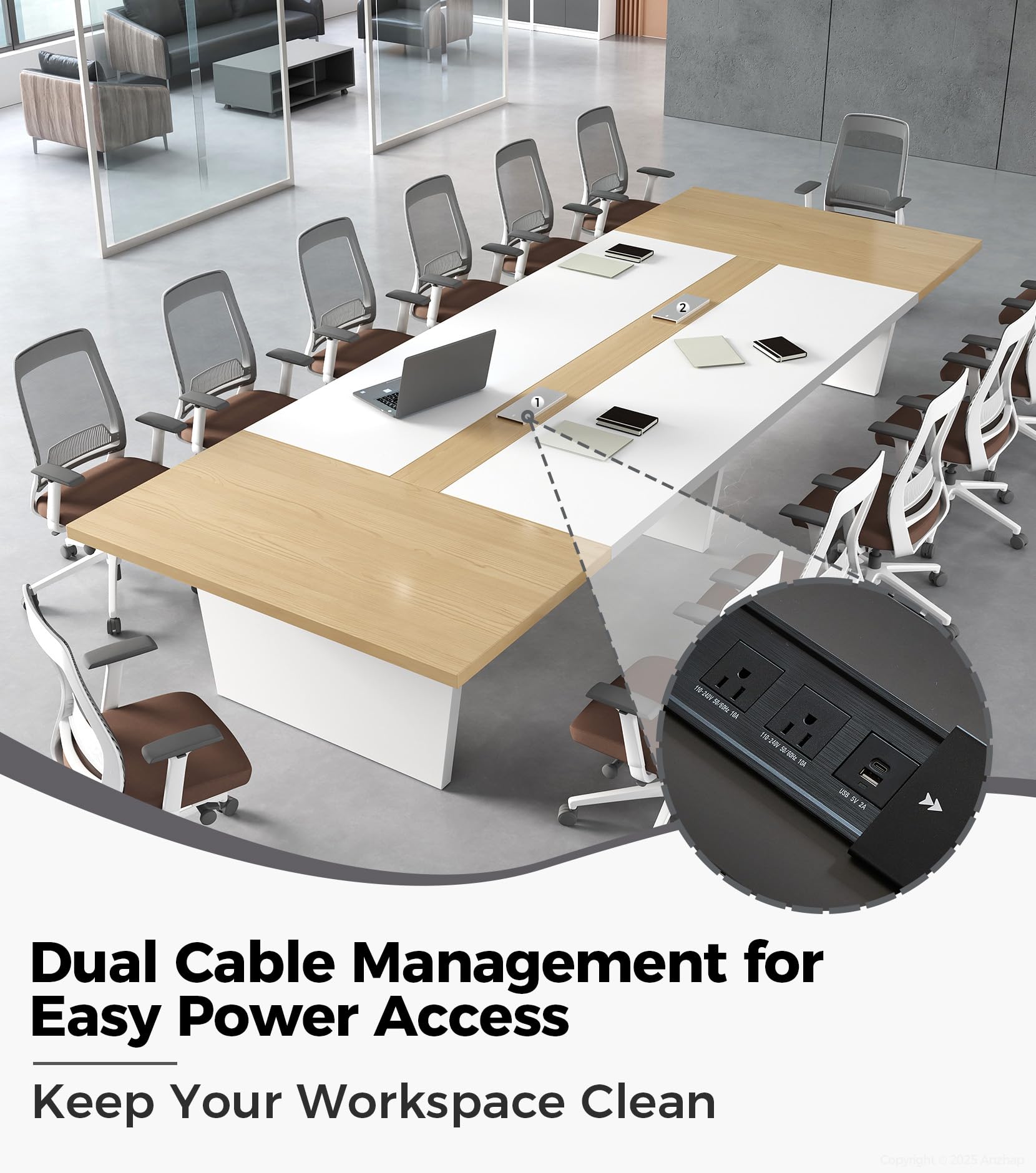 Large Conference Table with Cable Management