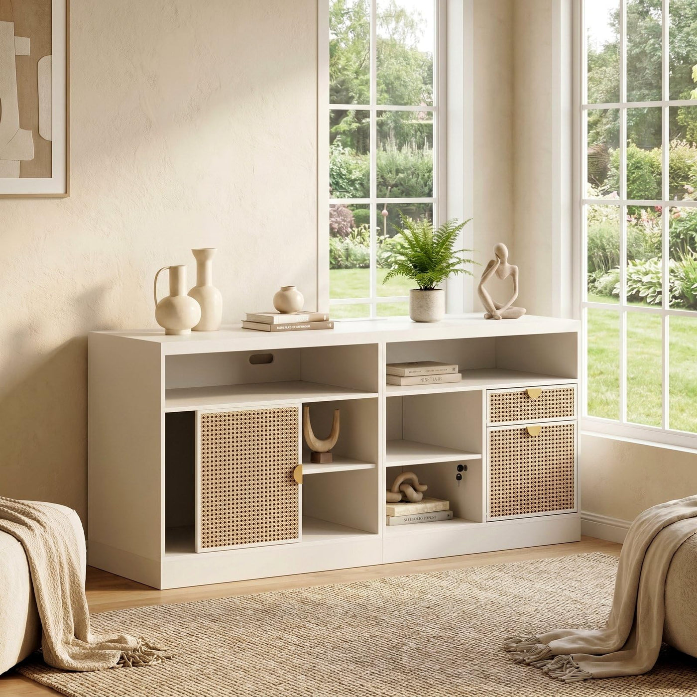 63" Lateral File Cabinet with Lock & Sliding Door