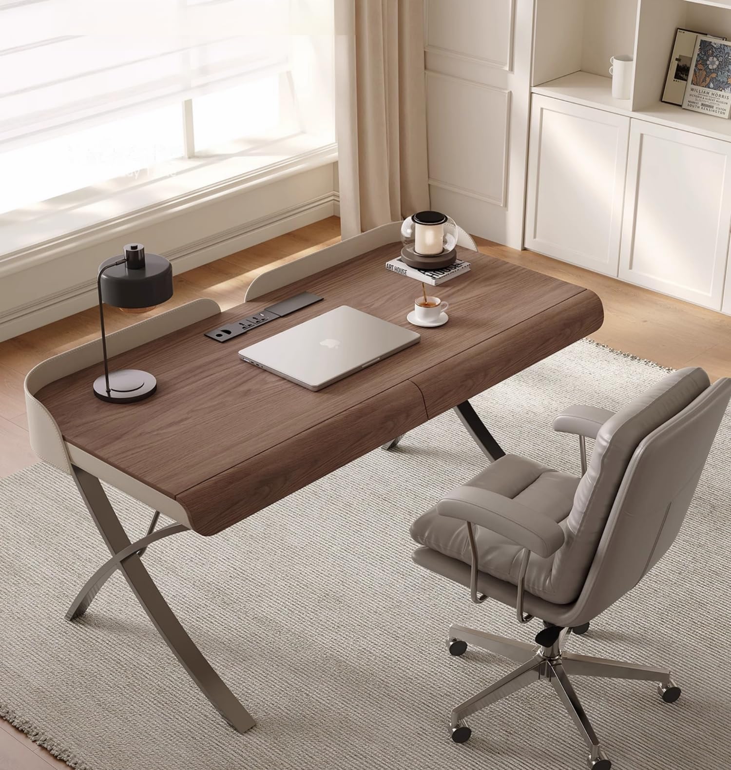 Executive Desk with Cable Management & Steel Legs