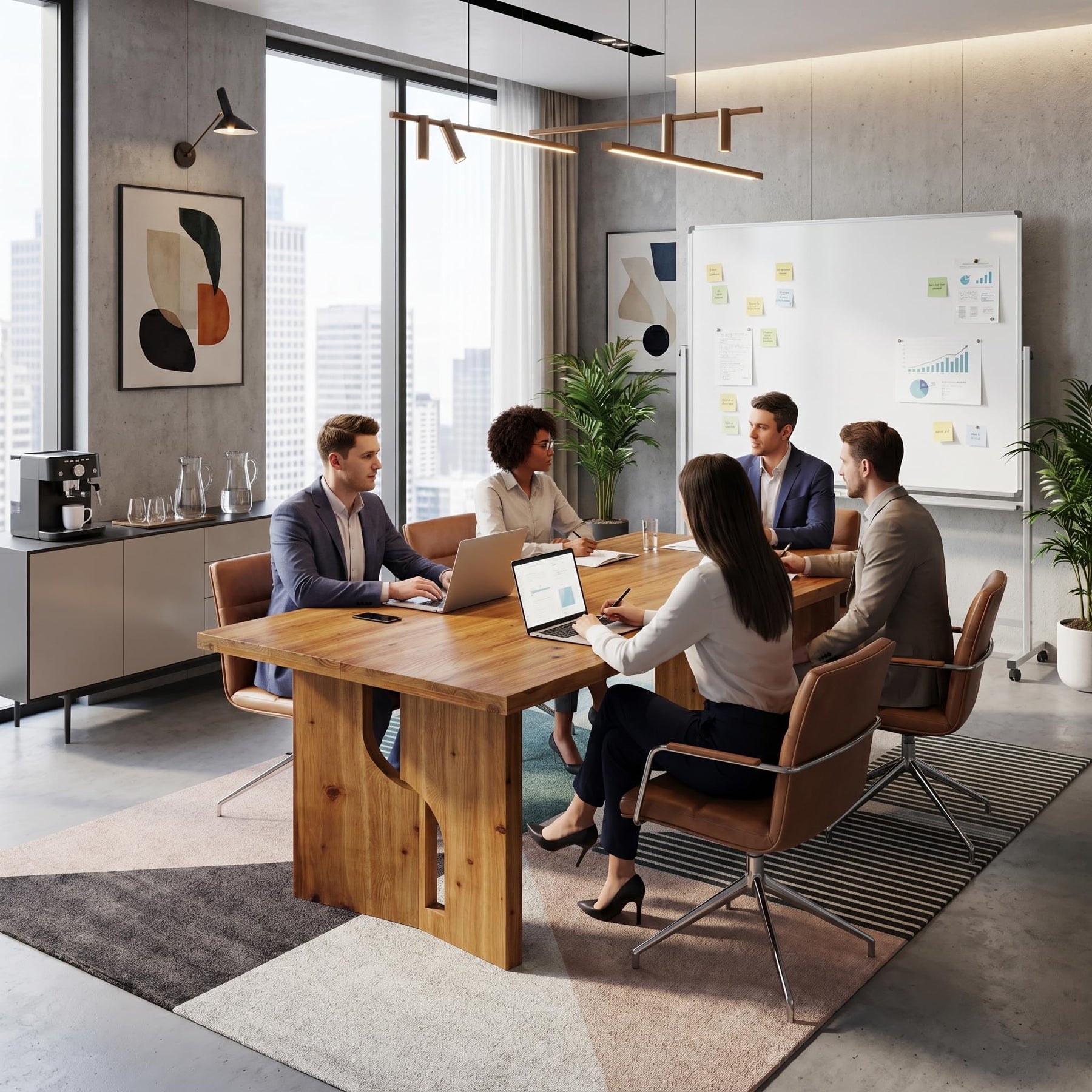 63" Solid Wood Conference Table for 4–6 People