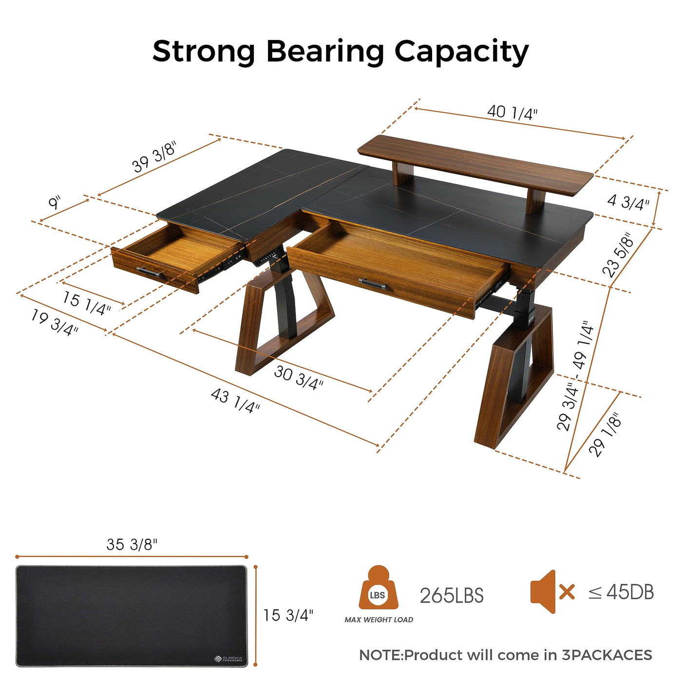 EUREKA ERGONOMIC Electric Standing Desk, 63inch Executive Computer Desk
