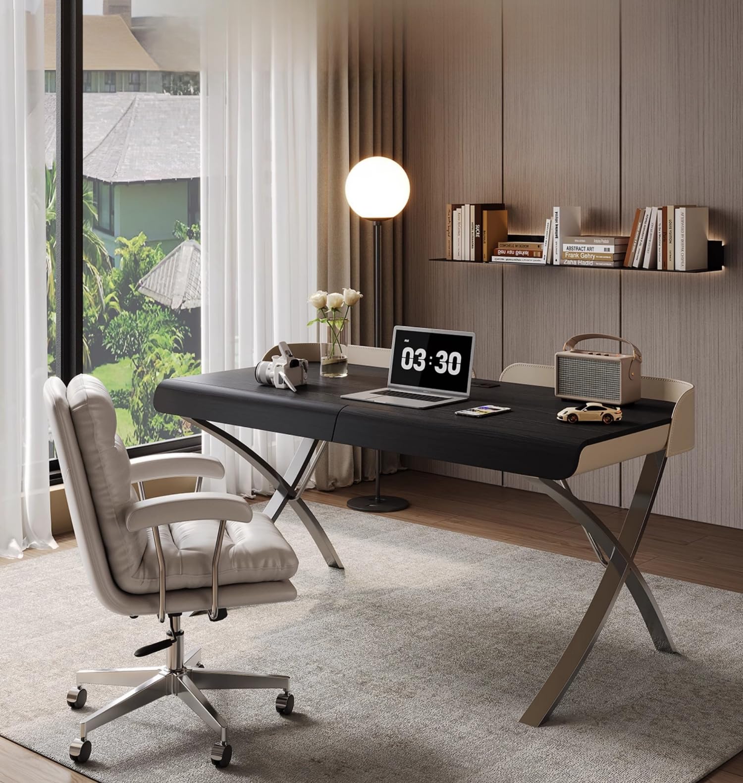 Executive Desk with Cable Management & Steel Legs