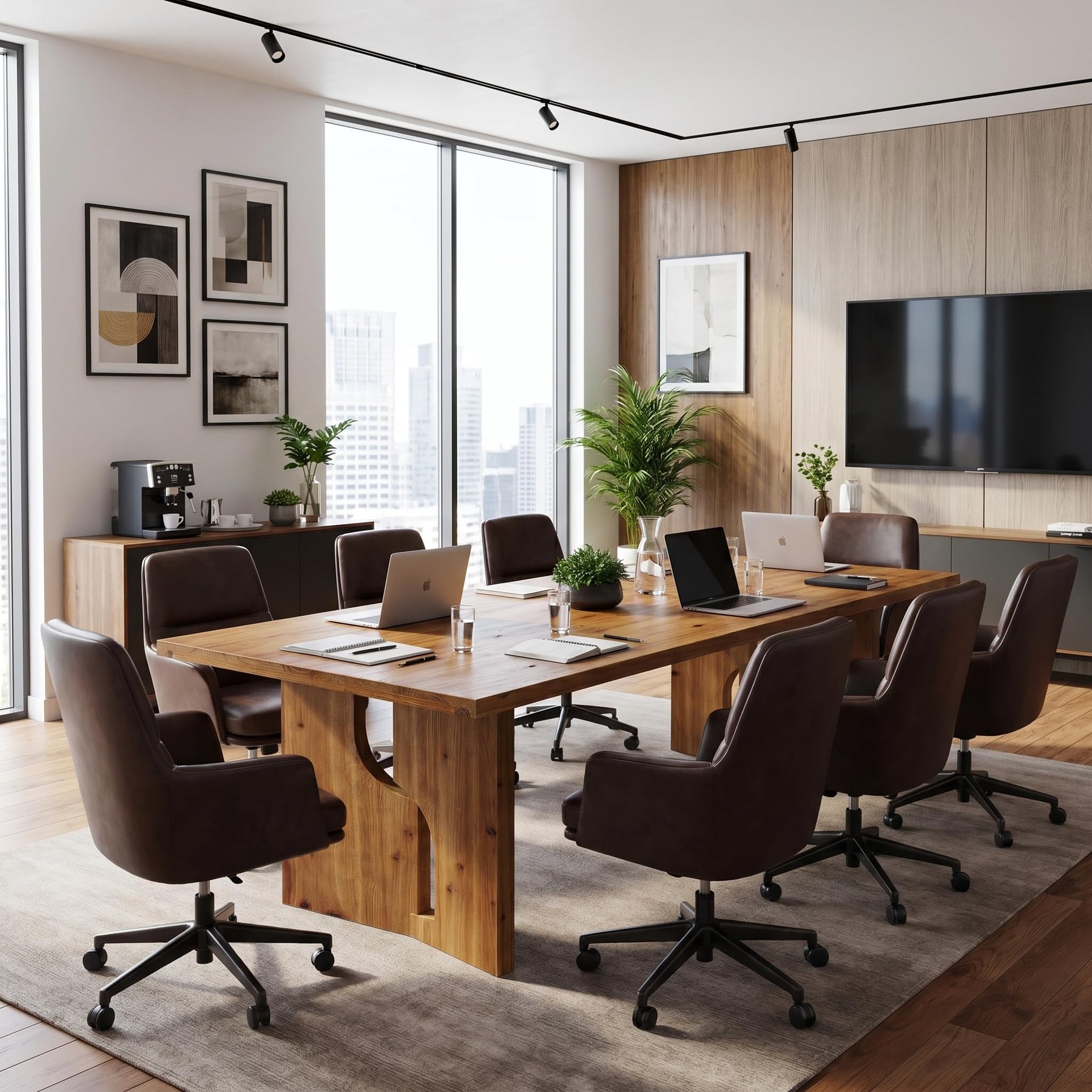 63" Solid Wood Conference Table for 4–6 People