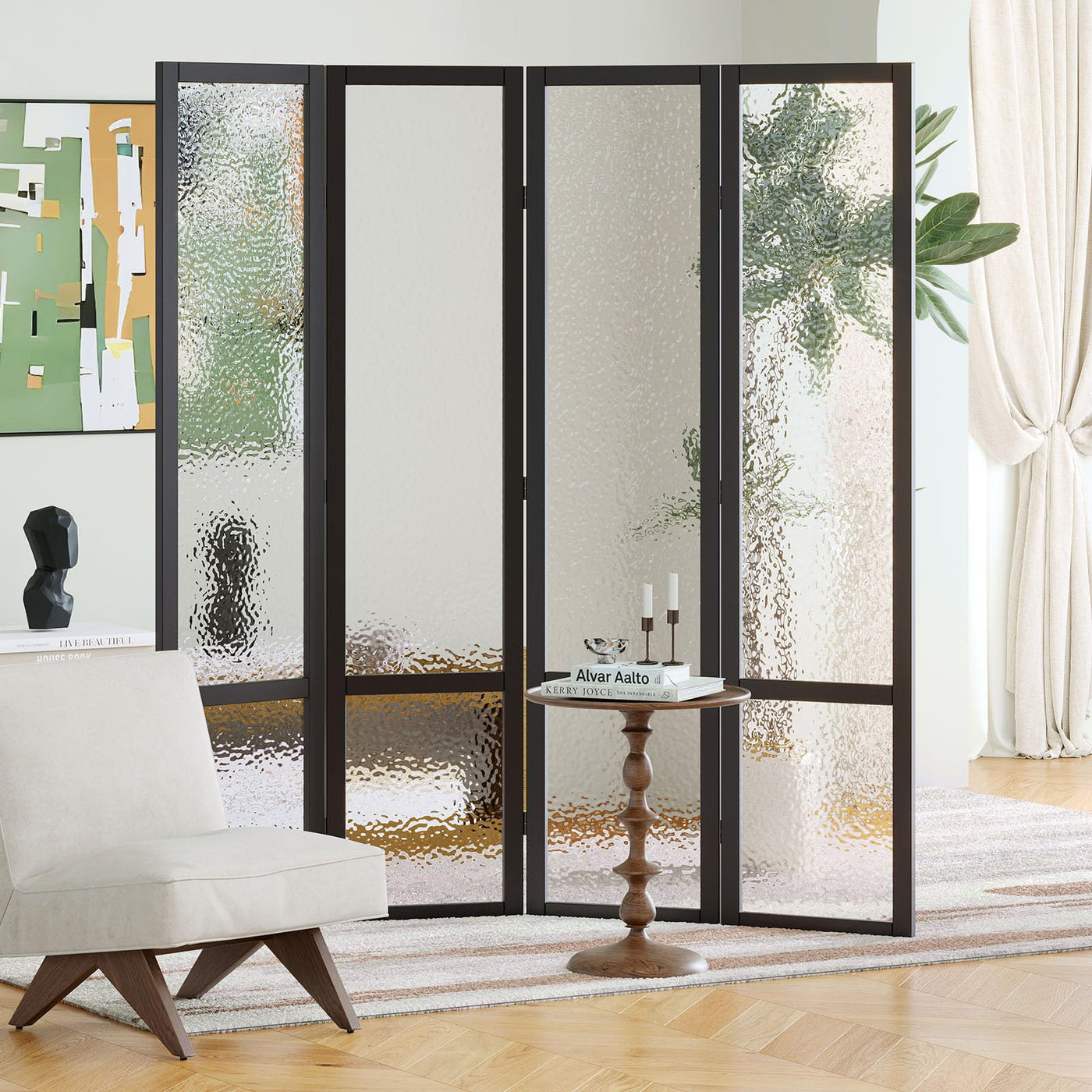 4-Panel Acrylic Privacy Room Divider