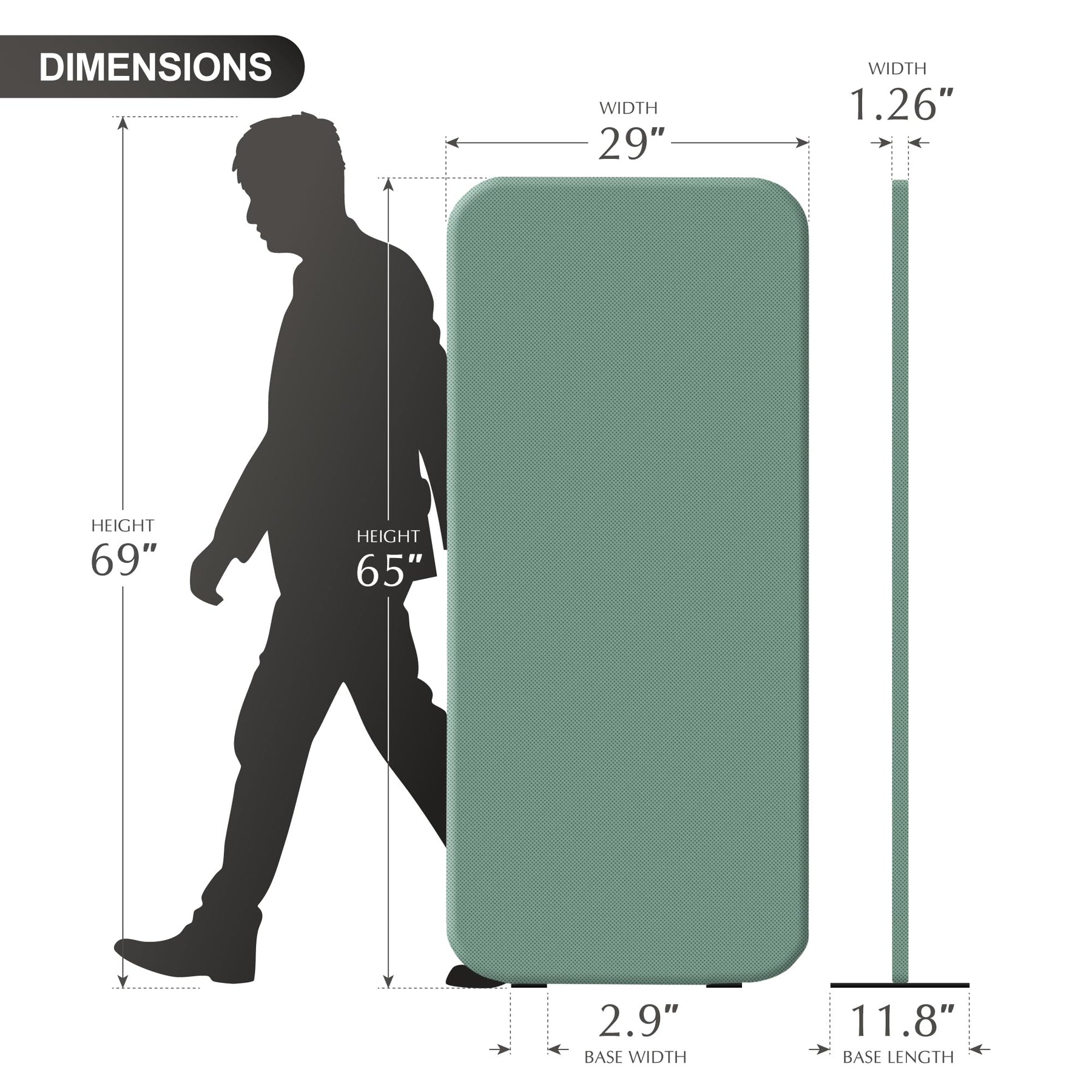 DECOLAB Standing Room Divider, Room Partition Panel, 29"x65"