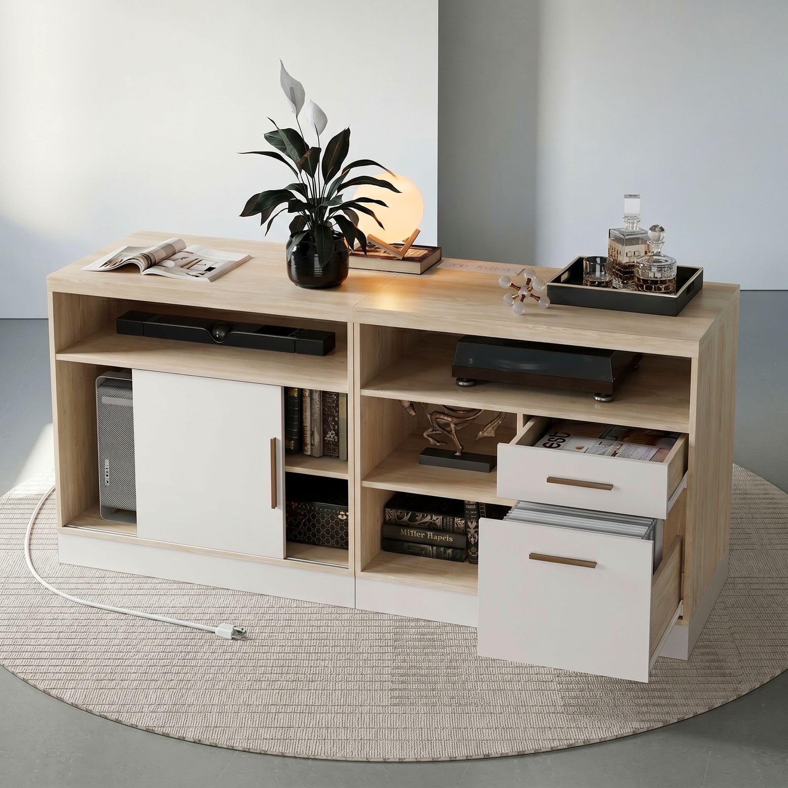 ModernMate 63" Wood Lateral File Cabinet with Lock, Filing Cabinet for Home Office