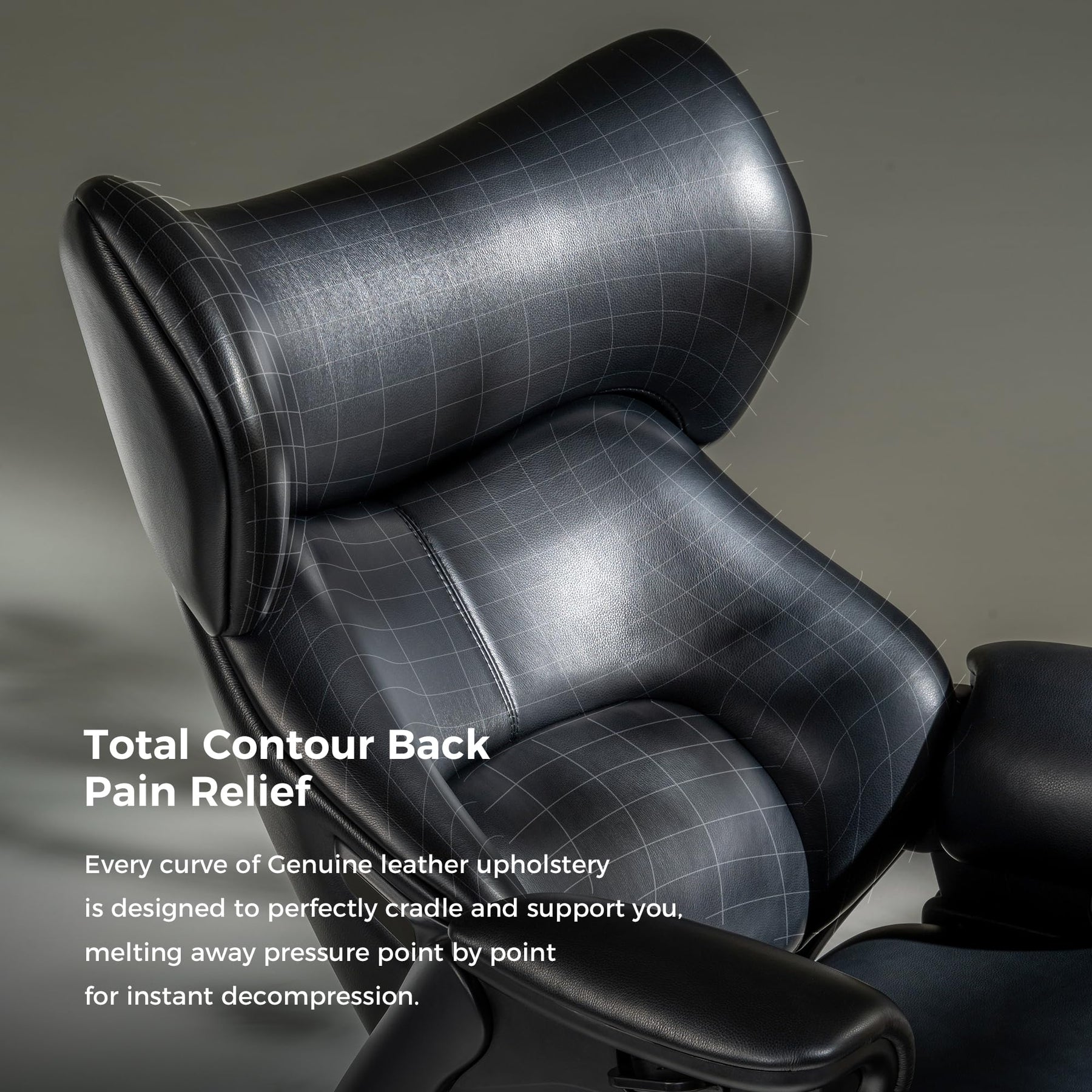 Genuine Leather Reclining Swivel Chair with Ottoman