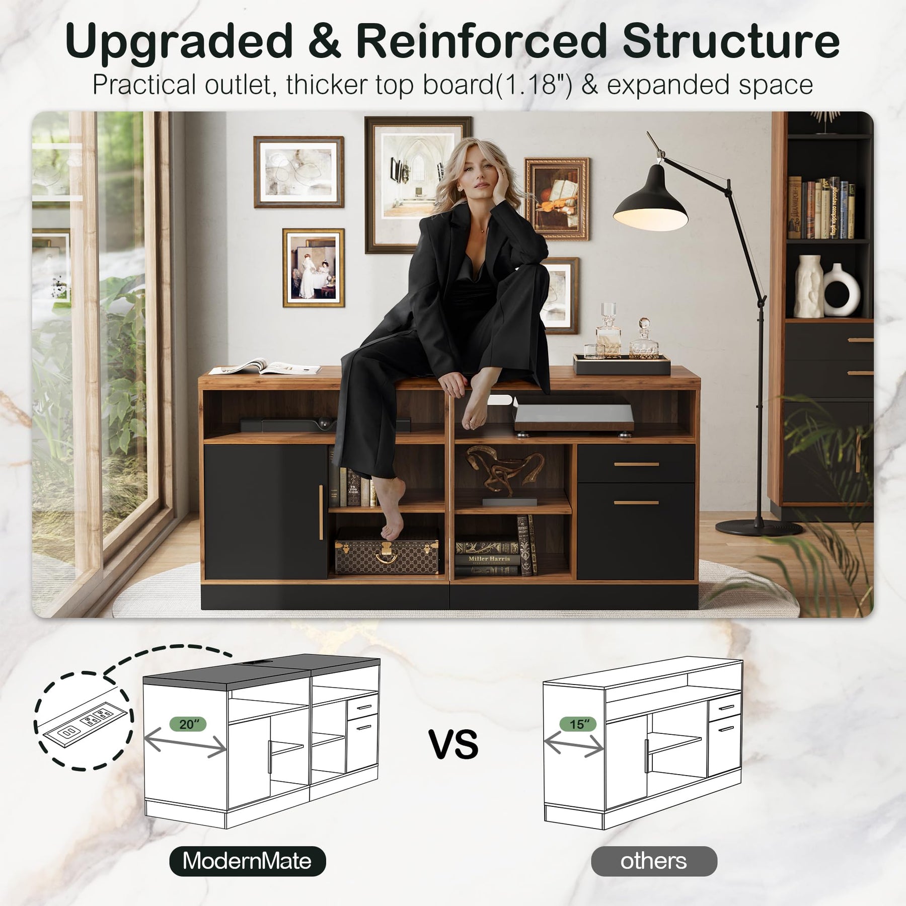 ModernMate 63" Wood Lateral File Cabinet with Lock, Filing Cabinet for Home Office