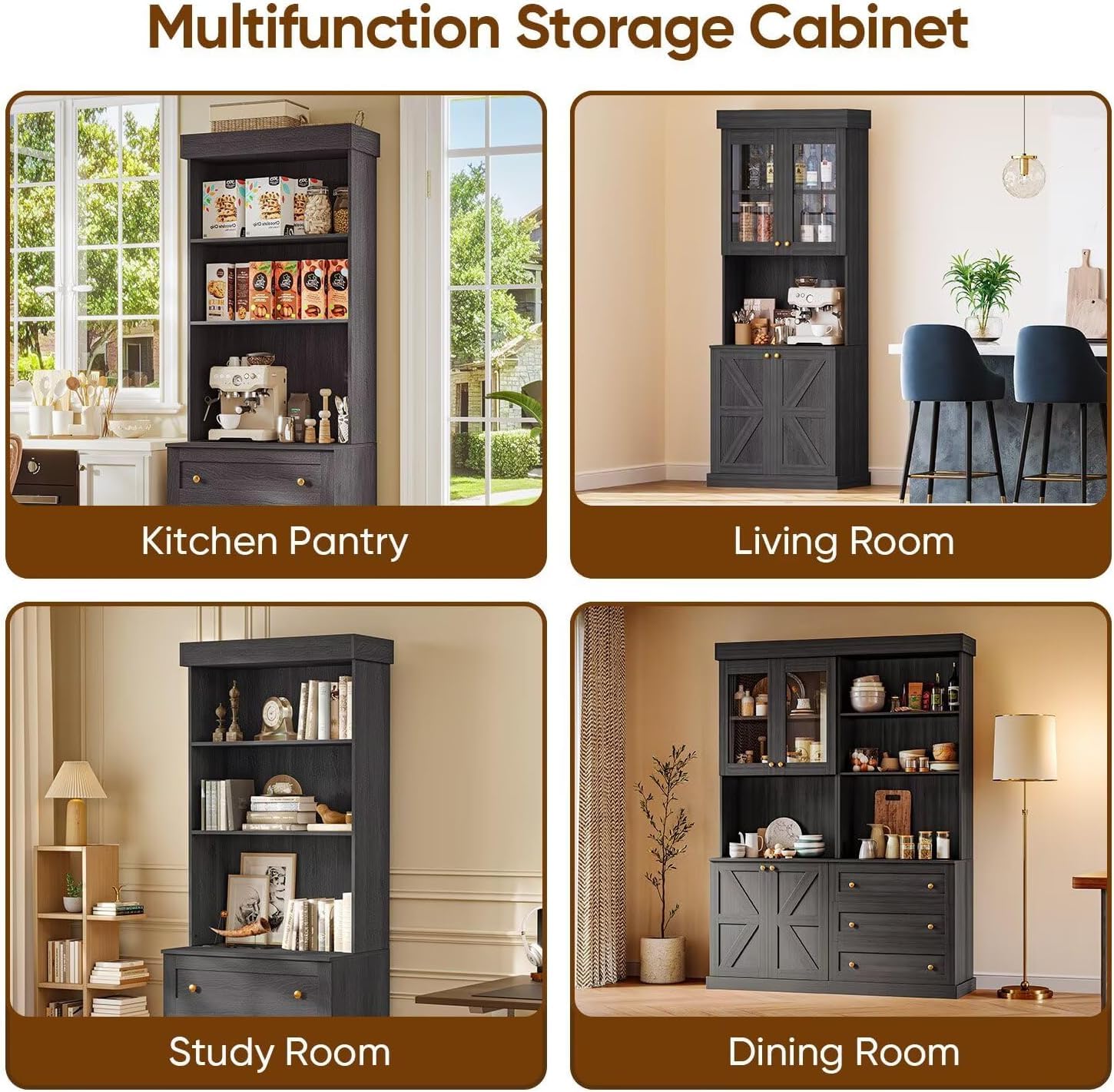 Lynsunix 71" Tall Modular Farmhouse Bookcases-PO（260515