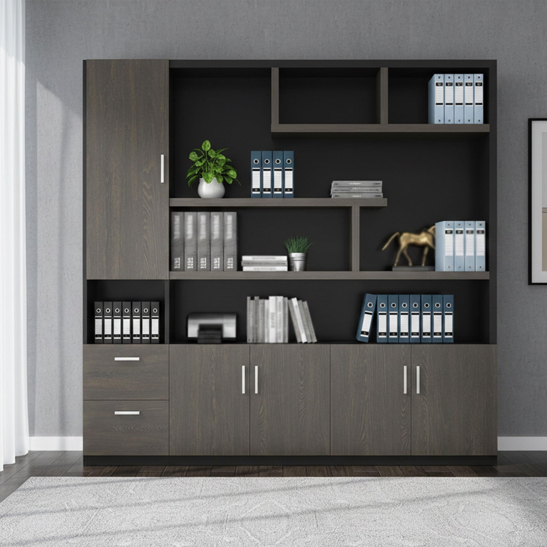 Executive Storage Cabinet & Bookcase Wall Unit