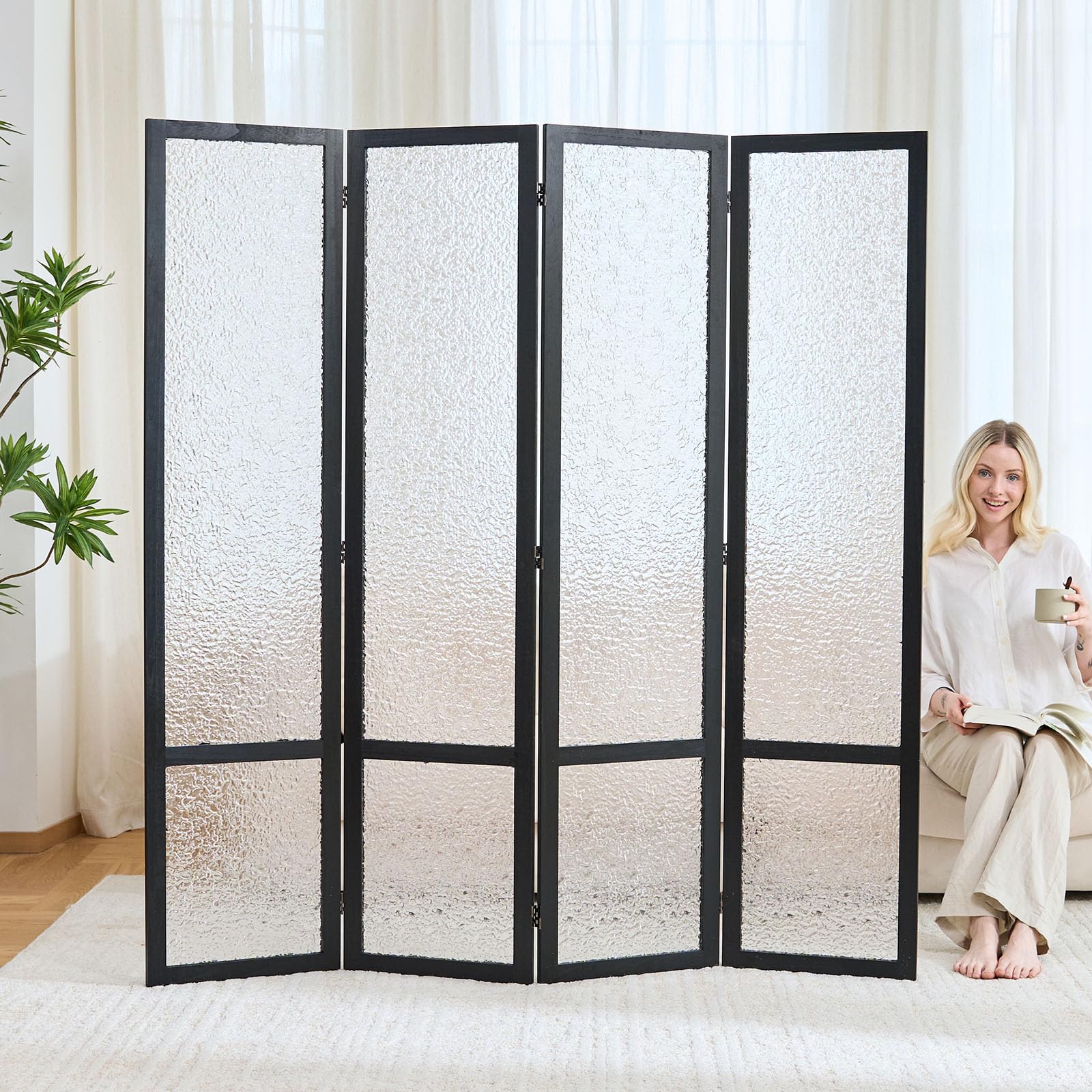 4-Panel Acrylic Privacy Room Divider