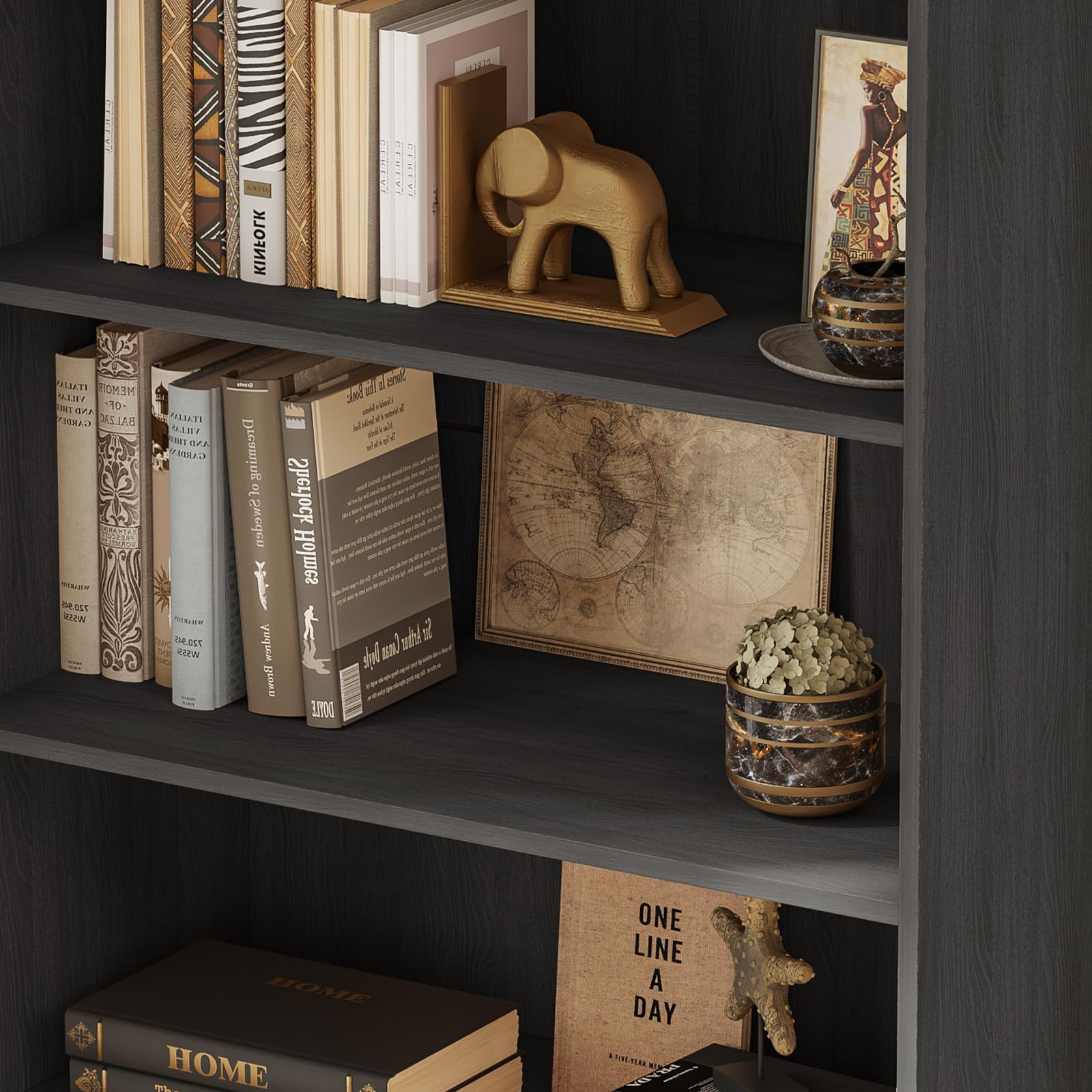 Vyre 70.8" Tall Farmhouse Bookshelf with Glass Doors-260513