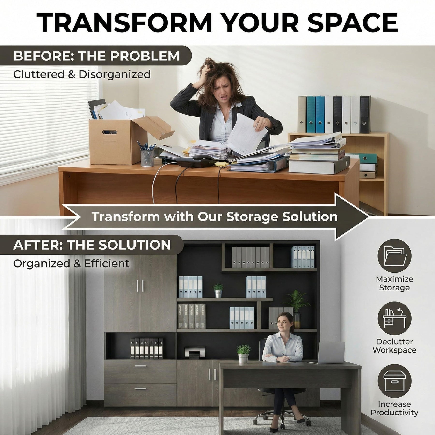 Executive Storage Cabinet & Bookcase Wall Unit