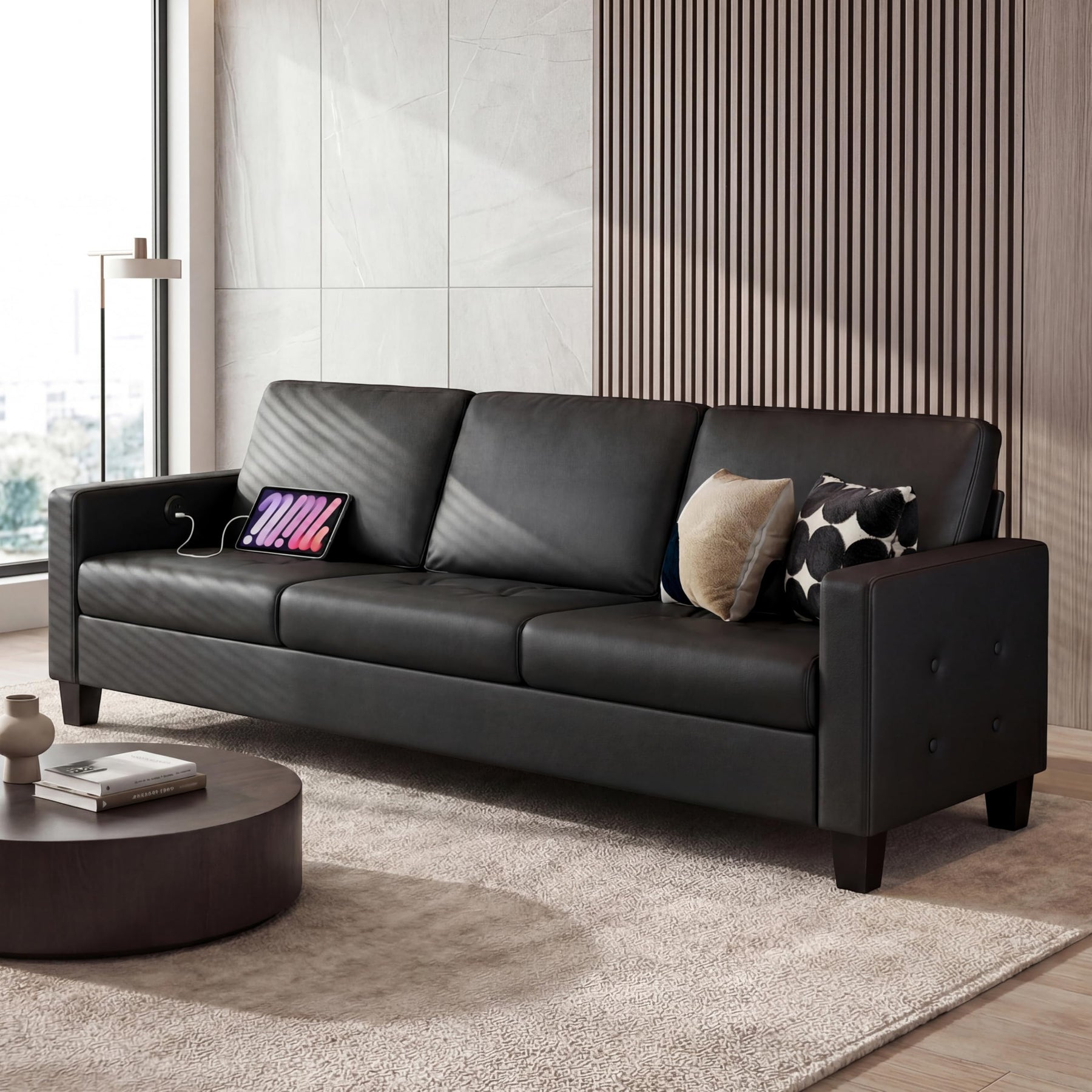 3-Piece Faux Leather Sofa, Loveseat & Accent Chair Set