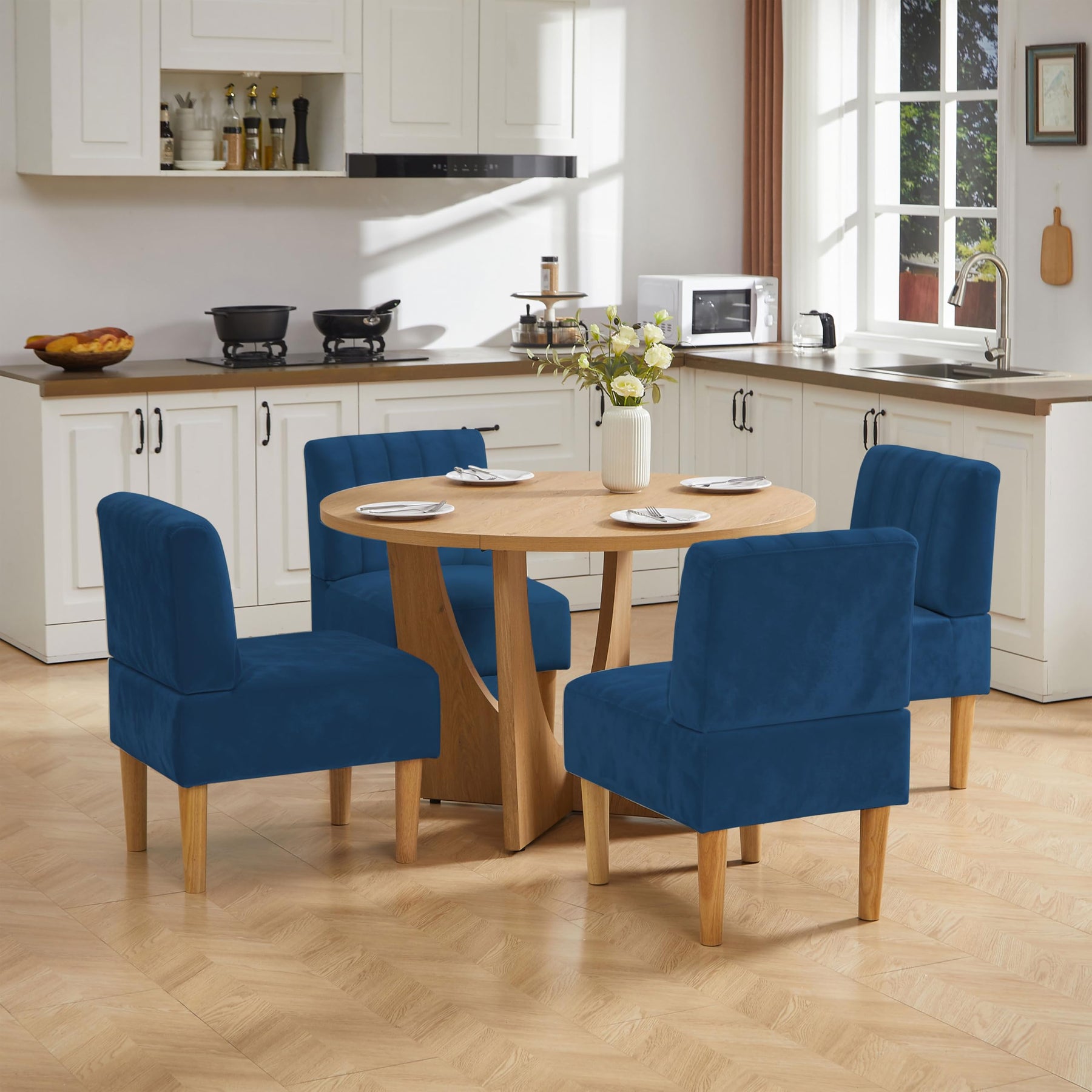 47" Round Farmhouse Dining Table Set for 4