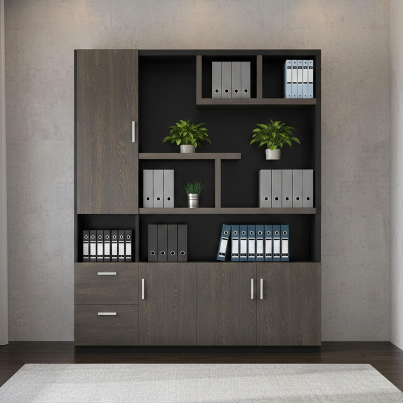 Executive Storage Cabinet & Bookcase Wall Unit