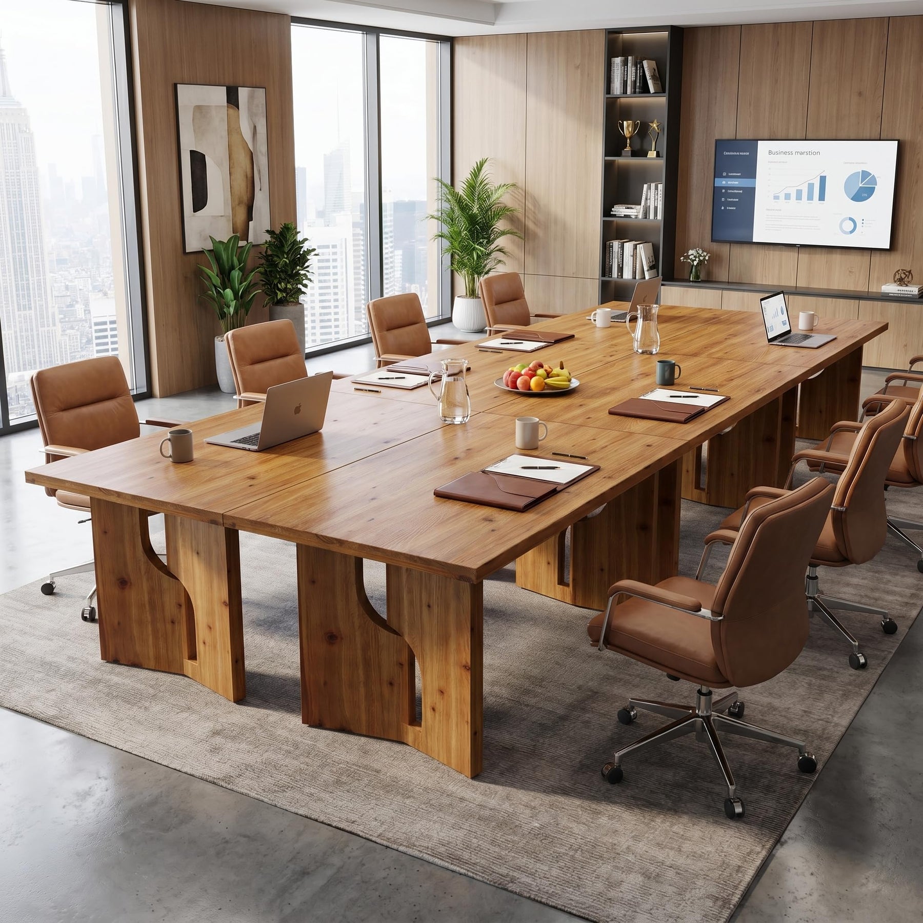 63" Solid Wood Conference Table for 4–6 People