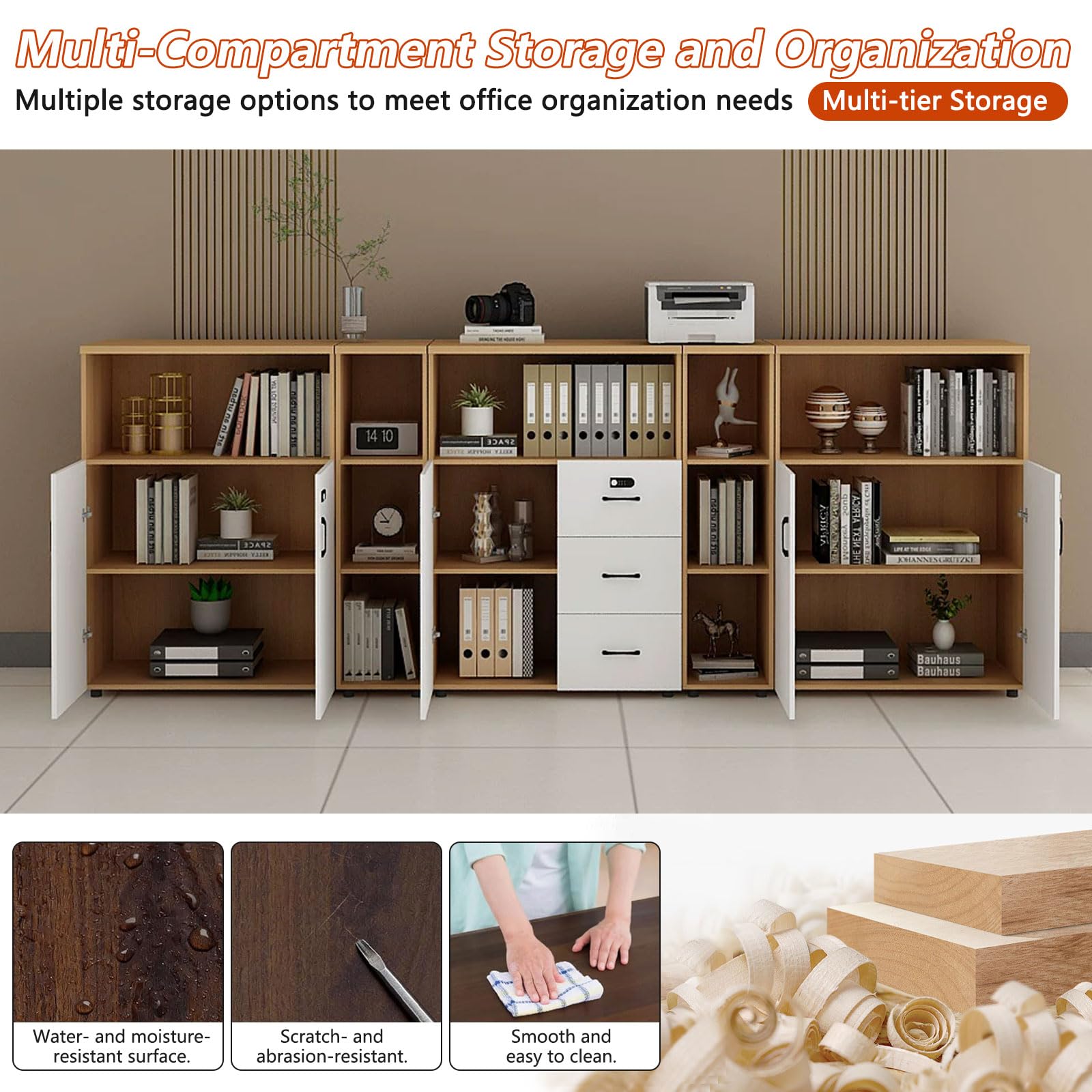 File Cabinet with Password Lock & Storage Shelves