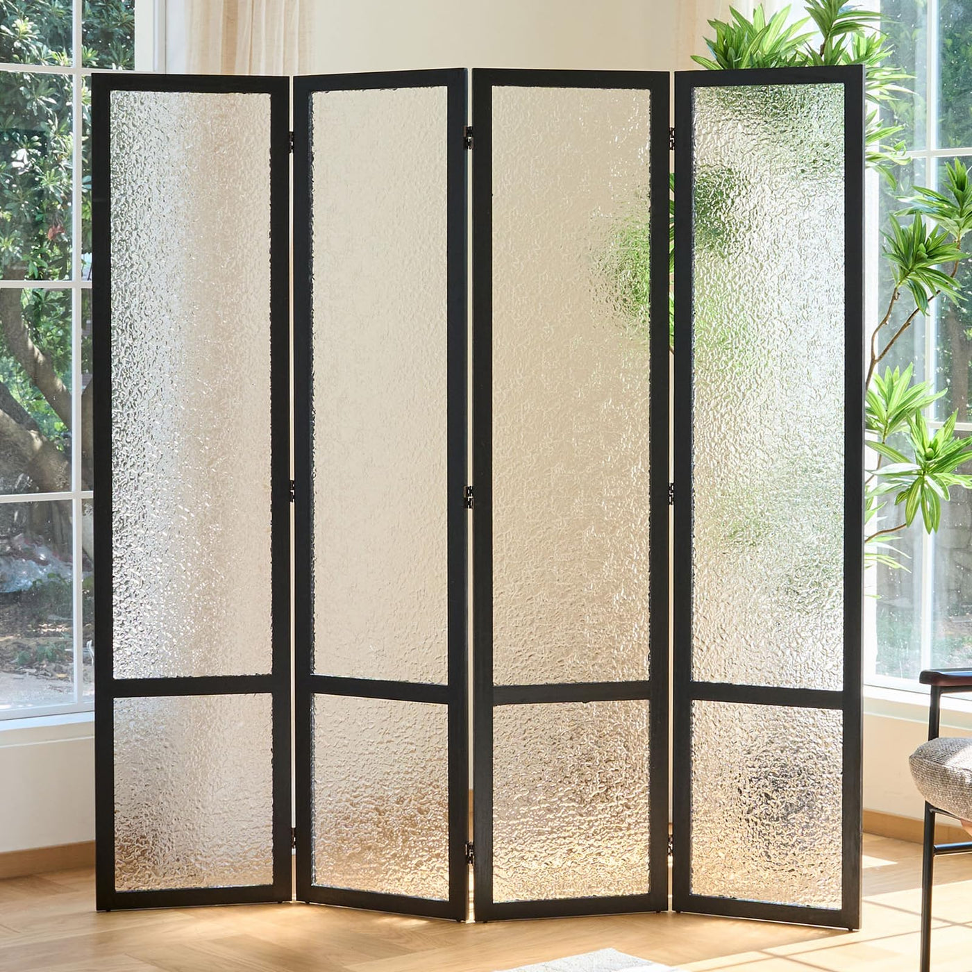 4-Panel Acrylic Privacy Room Divider