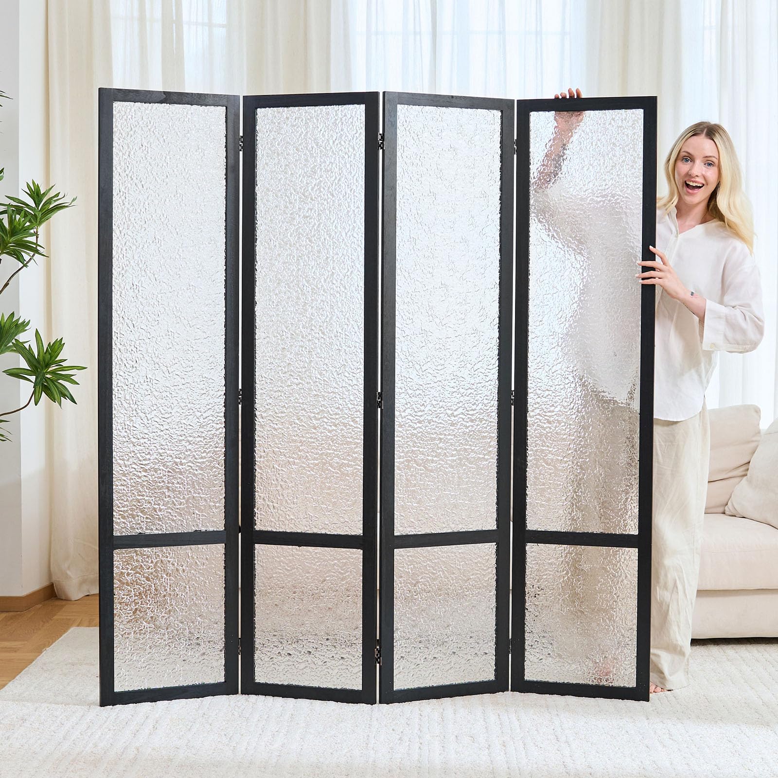 4-Panel Acrylic Privacy Room Divider