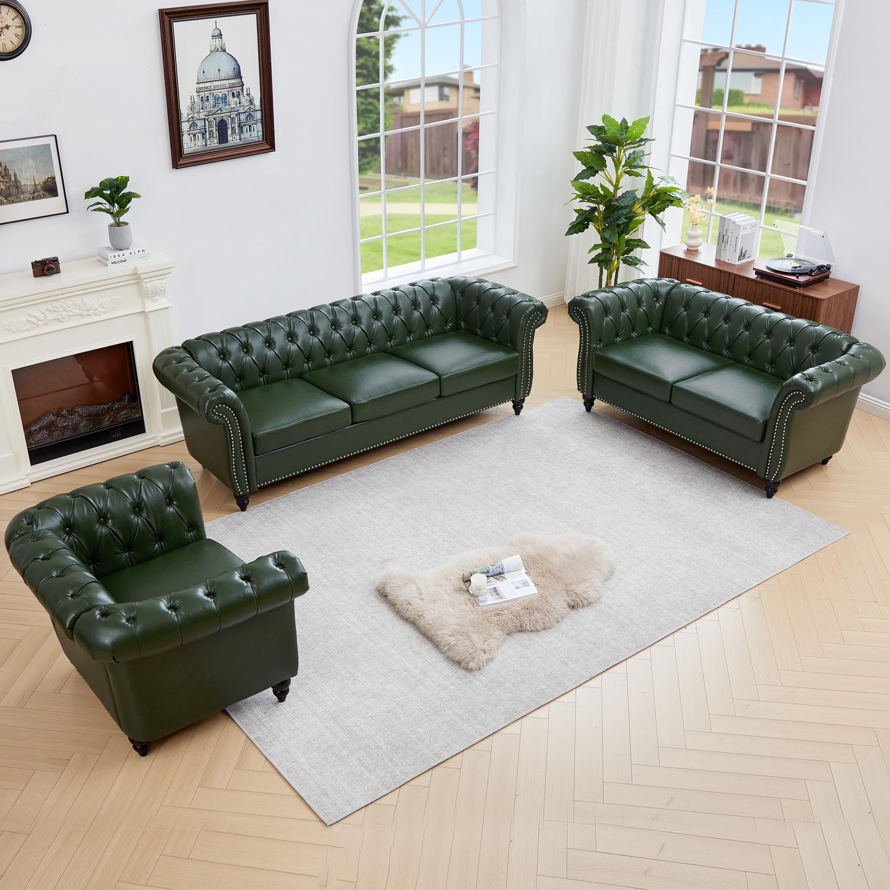 Chesterfield Sofa & Chair Living Room Set