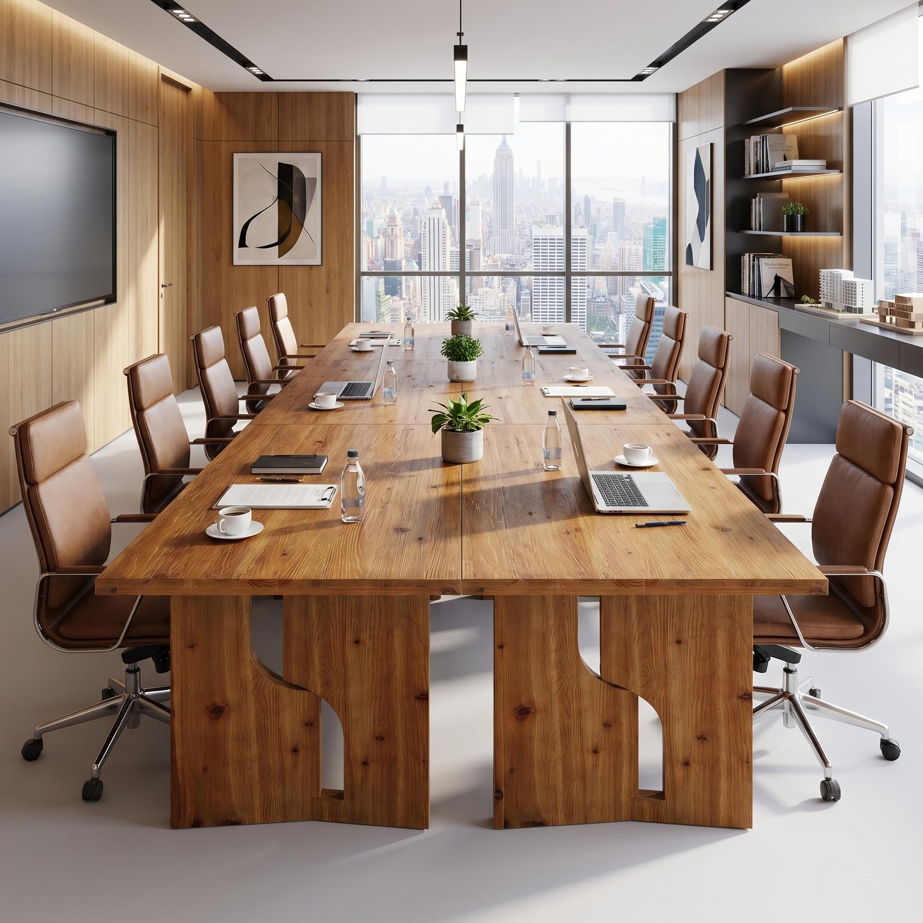 63" Solid Wood Conference Table for 4–6 People