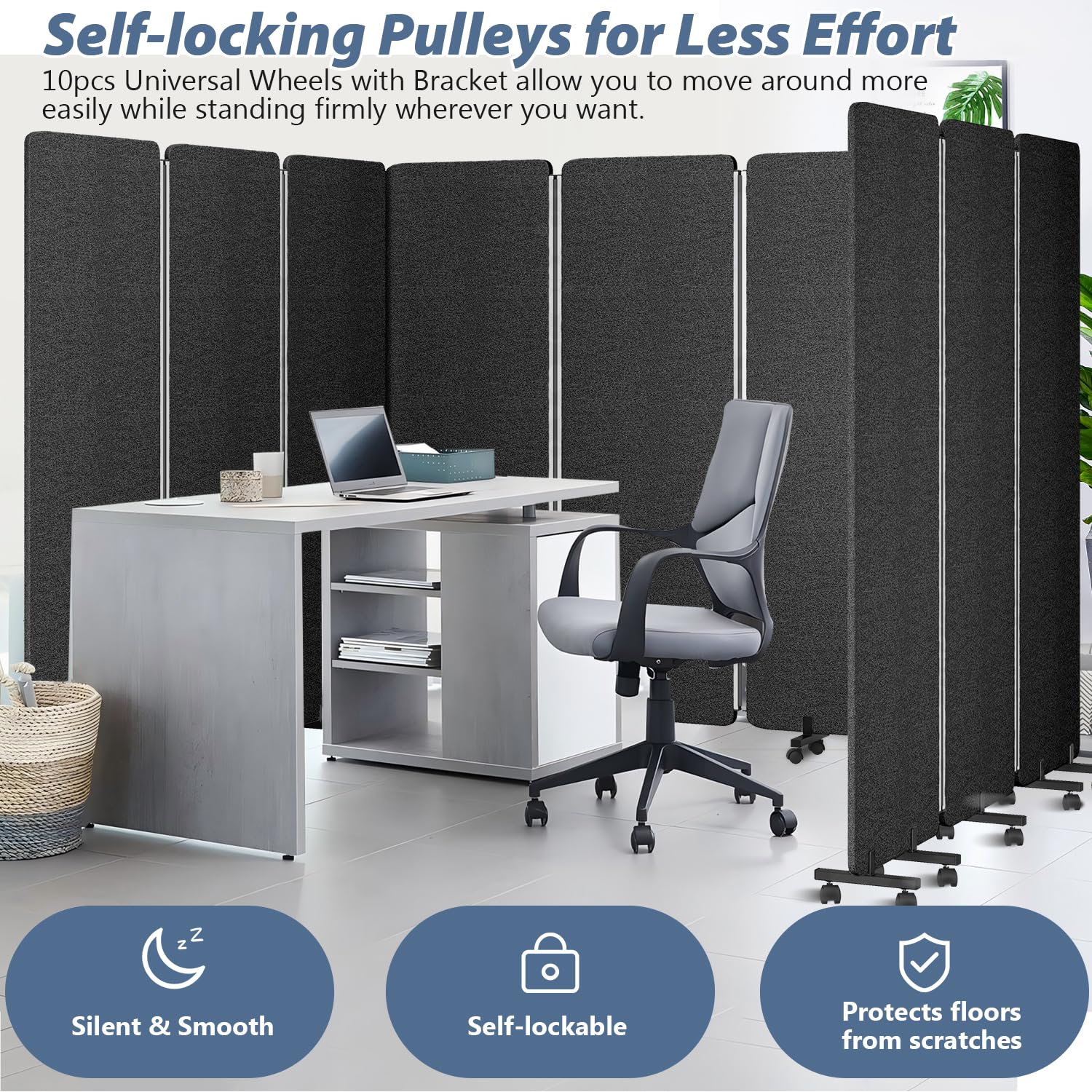 Soundproof Room Divider with Wheels