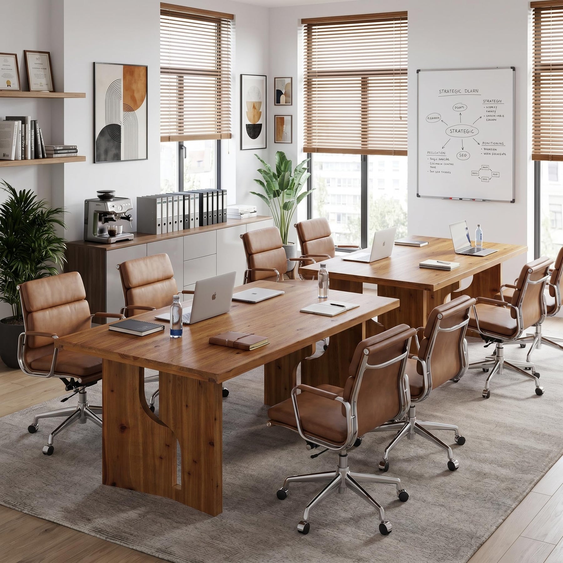 63" Solid Wood Conference Table for 4–6 People