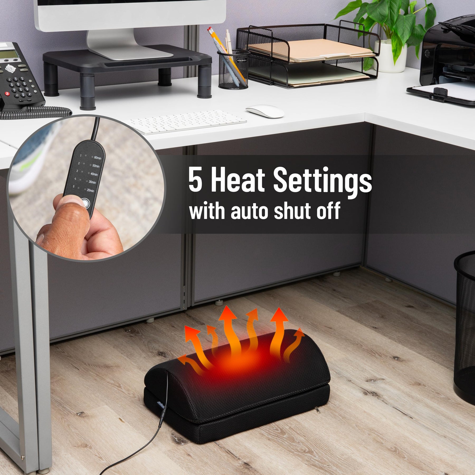 Heated Memory Foam Footrest with Adjustable Height
