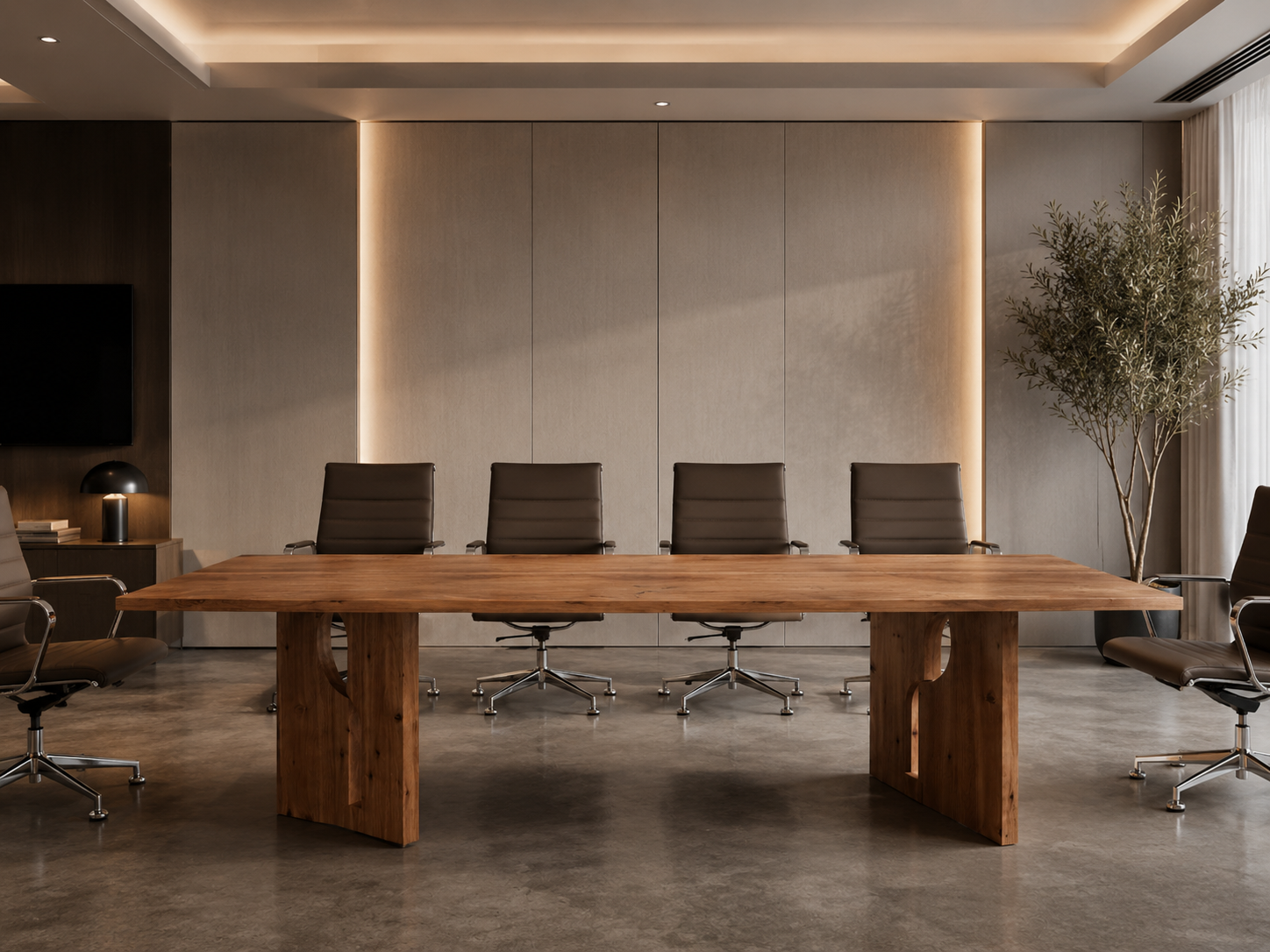 Conference table in a refined executive meeting room